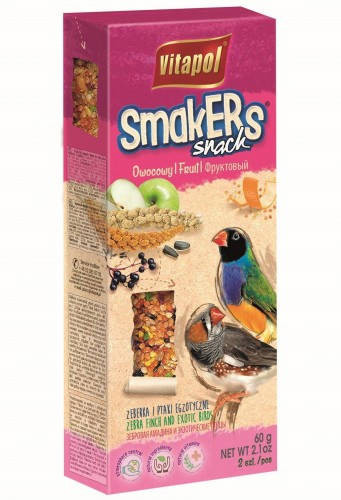 Vitapol Smakers Dupla Rúd (gyümölcs) – Kiegészítő eledel pintyfélék számára – (2 db) 60 g